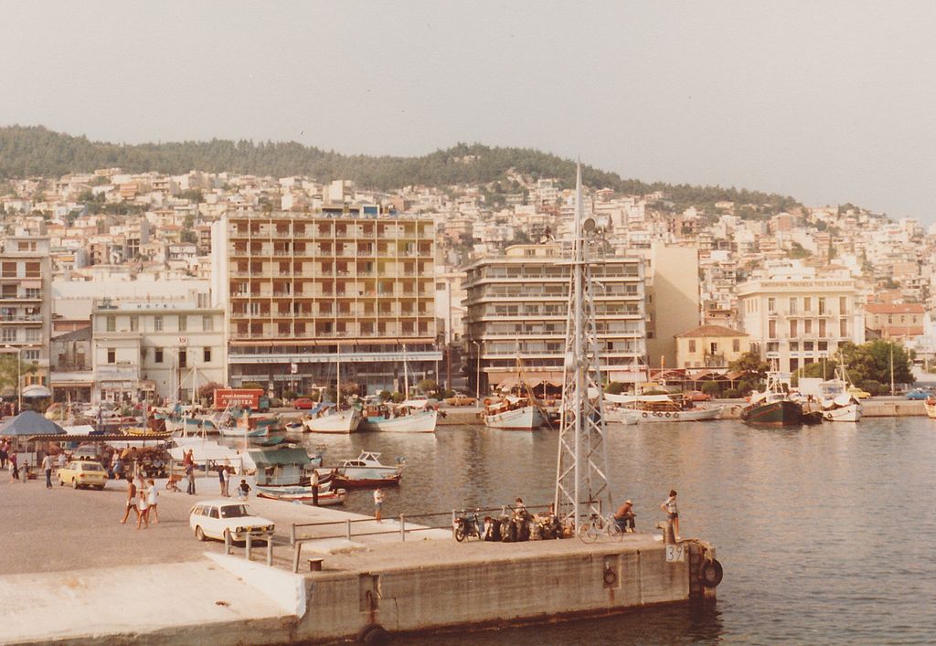 Kavala and the coastline viewed from the harbor.